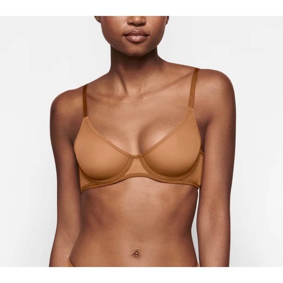 SKIMS Other - SKIMS Ultra Fine Mesh Underwire Scoop Bra Bronze 36DD NWT